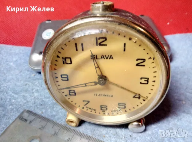 SLAVA 11 JEWELS MADE in USSR Стар КОЛЕКЦИОНЕРСКИ РУСКИ МЕХАНИЧЕН БУДИЛНИК СЛАВА 47816, снимка 9 - Антикварни и старинни предмети - 47686264