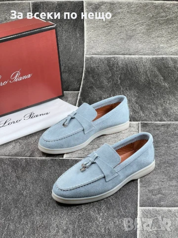 Loro Piana Дамски Светло Сини Ежедневни Обувки Естествена Кожа🥿Дамски Мокасини Лоро Пиана Код E552