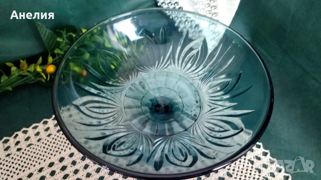 Фруктиера с цвят петрол , снимка 4 - Чинии - 51515597