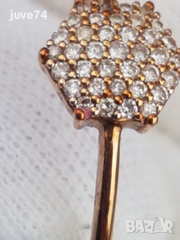 ЗЛАТЕН ПРЪСТЕН С РОЗОВИ ДИАМАНТИ НЕТРЕТИРАНИ СЕРТИФИКАТ, снимка 3 - Пръстени - 51936668