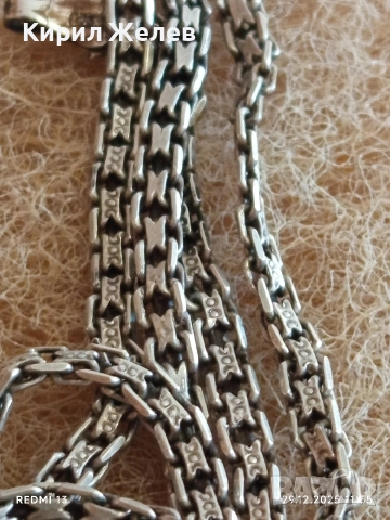 Сребърен ланец с плетка Лисича опашка елегантен стилен дизайн 24234, снимка 6 - Колиета, медальони, синджири - 52926310