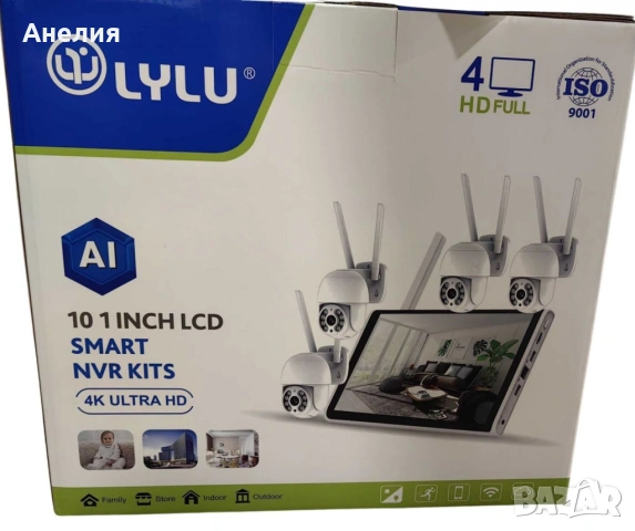 Безжичен WiFi комплект с 4 камери 4К Ultra HD+DVR за видеонаблюдение, снимка 3 - Комплекти за видеонаблюдение - 53330356