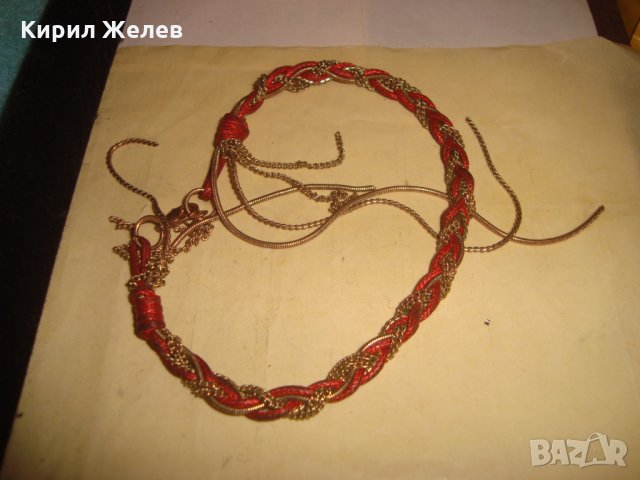 ЗЛАТИСТА БРОНЗОВА ПЛЕТЕНА РЪЧНО КРАСИВА РЯДКА ГРИВНА ВИНТИДЖ БИЖУ 25333, снимка 2 - Гривни - 35574395