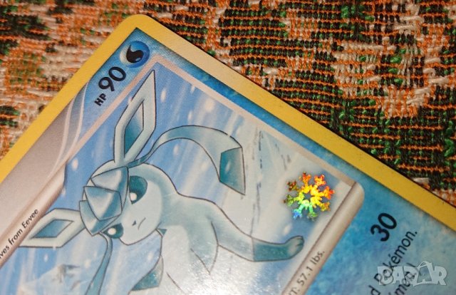 Pokemon Glaceon 20/100 Холо печат Снежинка, снимка 3 - Колекции - 43911913
