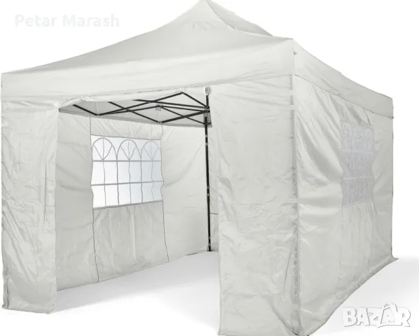 Бяла Сгъваема Градинска Шатра 3×3м тип Хармоника– стабилна, водоустойчива и лесна за разпъване, снимка 6 - Други - 50365996