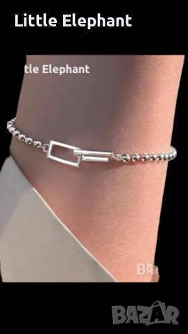 Сребърна гривна"Together"-правоъгълници, плетка топчета/нова