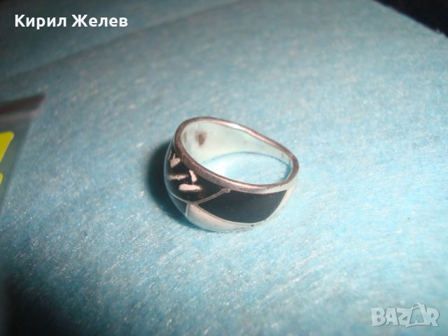 СТАРИНЕН СРЕБЪРЕН ЕМАЙЛИРАН ПРЪСТЕН АНГЛИЯ РЪЧНА ИЗРАБОТКА 25214, снимка 7 - Антикварни и старинни предмети - 34628482