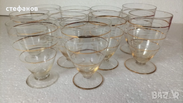 Ретро чашки за ракия, столче, златни и бели кантове, 10 бр, снимка 7 - Чаши - 52874097
