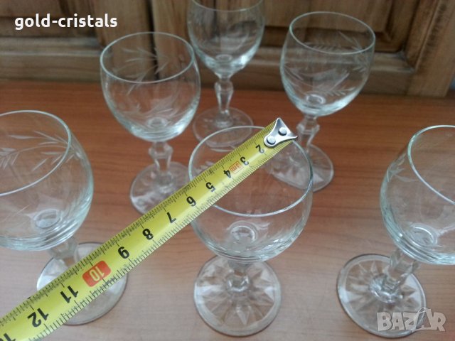 Ретро кристални чаши   гравирани, снимка 3 - Антикварни и старинни предмети - 33682468