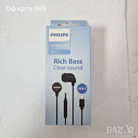 Стерео слушалки PHILIPS TAE2146BK USB Type C