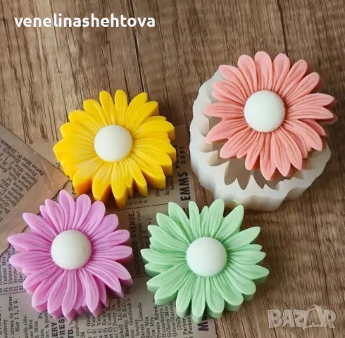 Дълбока маргаритка Силиконов молд форма за свещи гипс сапун смола фондан за декорация на торта , снимка 3 - Форми - 50122664