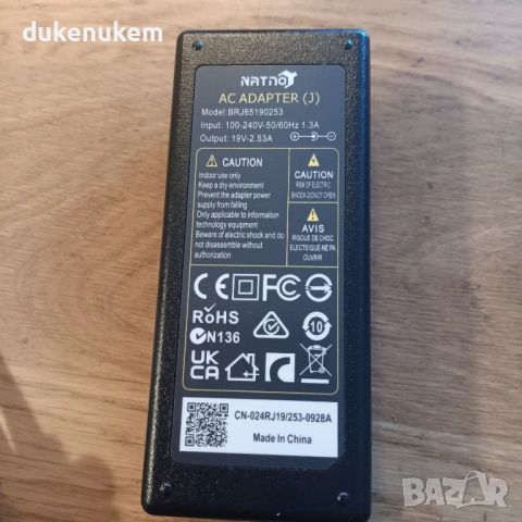 Захранващ адаптер 19V 2.53A за LG монитори и телевизори, снимка 10 - Кабели и адаптери - 53353571