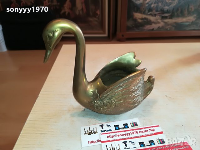 ЛЕБЕД-МЕД/МЕСИНГ МАСИВЕН ОТ ШВЕЦИЯ 1311221516, снимка 2 - Антикварни и старинни предмети - 38657078