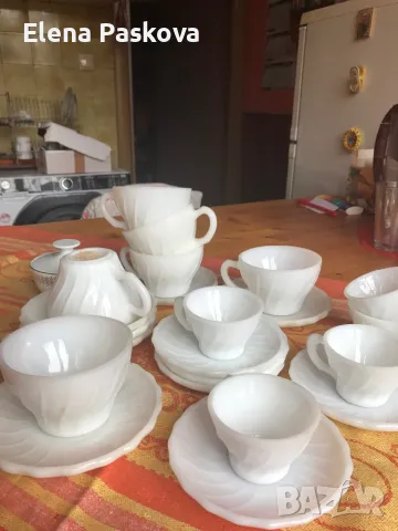 чаши бял аркопал за чай и кафе - 11 броя