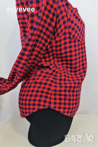 Дамска риза блуза червено и синьо каре, снимка 5 - Ризи - 38578061