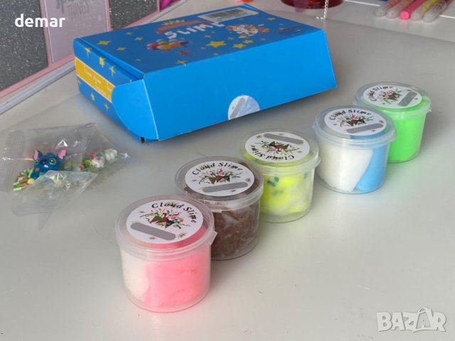 Комплект Cloud Slime, 5 бр. двуцветен слайм за деца, снимка 8 - Пластелини, моделини и пясъци - 43172422