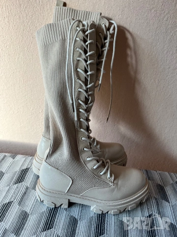 Дамски ботуши в екрю цвят, снимка 3 - Дамски ботуши - 53069323