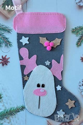 Коледен чорап за камина / лакомства / декорация