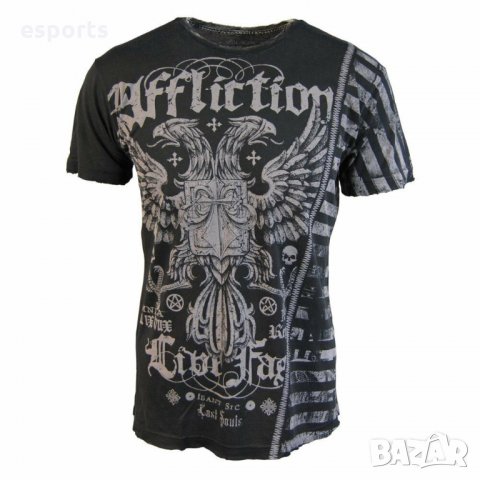 Мъжка тениска AFFLICTION Affliction Live Fast Series Black Wash в черно Black S Small