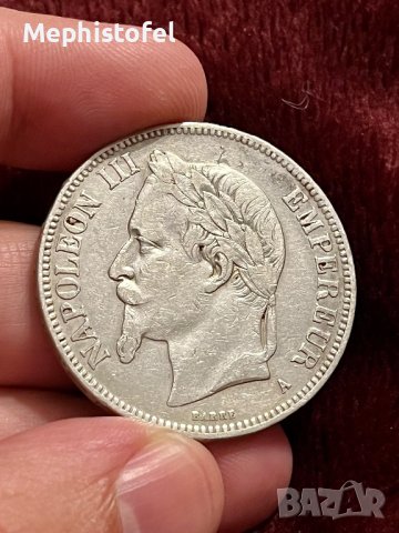 5 франка 1870 г, Франция - сребърна монета, снимка 3 - Нумизматика и бонистика - 40818210