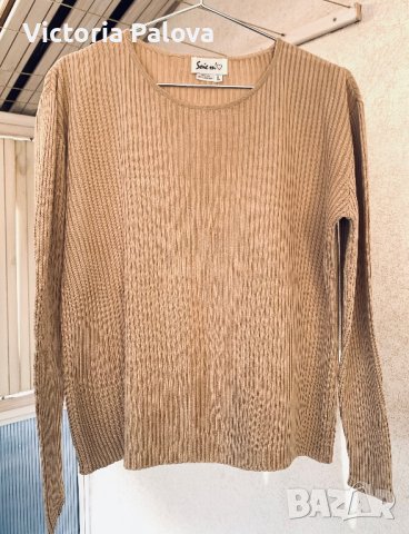 Бежова блуза рипс 100% коприна, снимка 8 - Блузи с дълъг ръкав и пуловери - 44111891