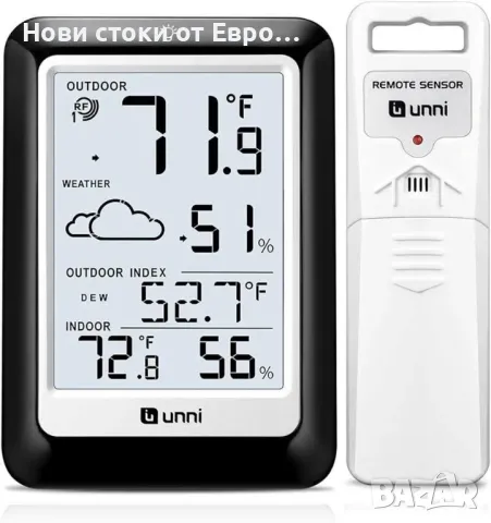 Термометър за вътрешен и външен монтаж, хигрометър, безжична метеорологична станция, 