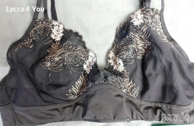 70 В черен сутиен с меки чашки с прозрачност и бродерии, снимка 9 - Бельо - 38267594