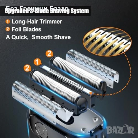 Нова Безжична електрическа самобръсначка 3 глави, 90 мин работа, USB-C, снимка 4 - Електрически самобръсначки - 53375270