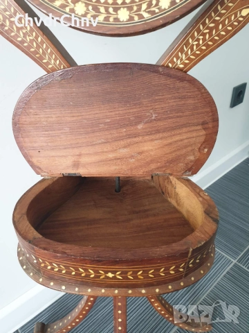 Стара индийска дървена тоалетка-кутия с огледало/инкрустации от слонова кост/113см, снимка 7 - Антикварни и старинни предмети - 51431921