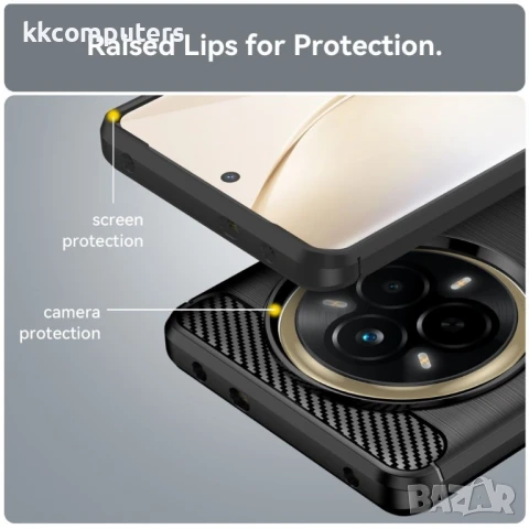 Realme 14 Pro 5G Удароустойчив Carbon Fiber Калъф и Протектор, снимка 8 - Калъфи, кейсове - 50766768