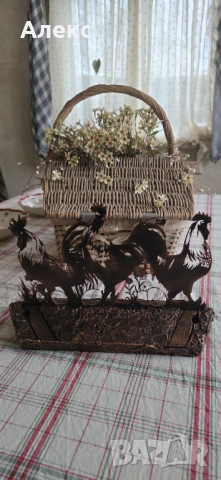 Великденска рустик декорация, ръчно изработена! Метал, дърво., снимка 3 - Градински мебели, декорация  - 53500404