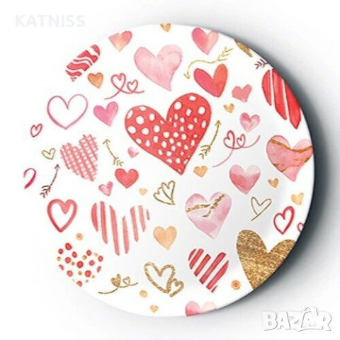 Картонени чинйки/6бр. 20 см./ ,чаши със сърчица 6бр. 200 мл. см.