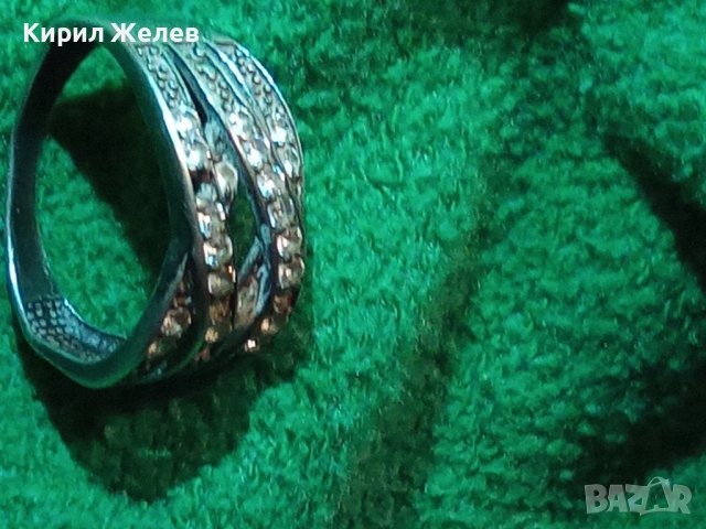 СТАР АЖУРЕН СРЕБЪРЕН СКЪПОЦЕНЕН АРТ ПРЪСТЕН СРЕБРО 925 с ФАСЕТИРАНИ ЦИРКОНИ 32514, снимка 10 - Пръстени - 38323572