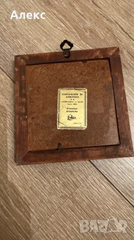 Винтидж малка картина, златно фолио– Италия, подпис., снимка 5 - Картини - 49047560