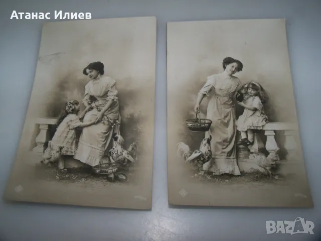 Две стари френски великденски пощенски картички, 1910г., снимка 3 - Филателия - 49601175