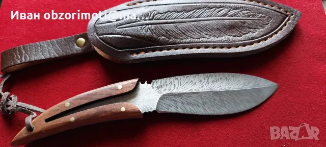 уникален нож перо от дамаска стомана