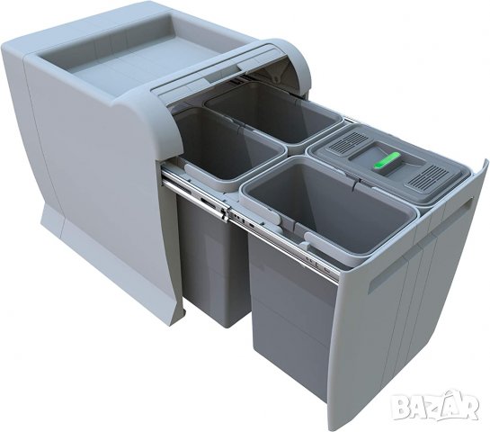 ELLETIPI City PTA 4045 C кош за боклук разделяне на отпадъци, разтегателен за основа, сив, 35 x 47 x