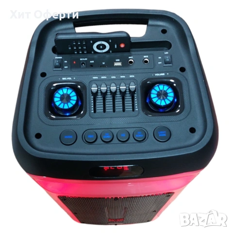 Преносима светеща караоке тонколона с микрофон и дистанционно управление, снимка 3 - Тонколони - 53090169