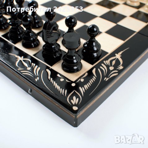 Дървен шах с табла + дървени фигури и пулове, 5 размера, 3 цвята, снимка 5 - Шах и табла - 28401775