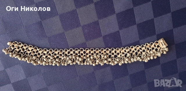 Посребрена старинна гривна за глезен -2 , с надеждно закопчаване, снимка 7 - Антикварни и старинни предмети - 51627591