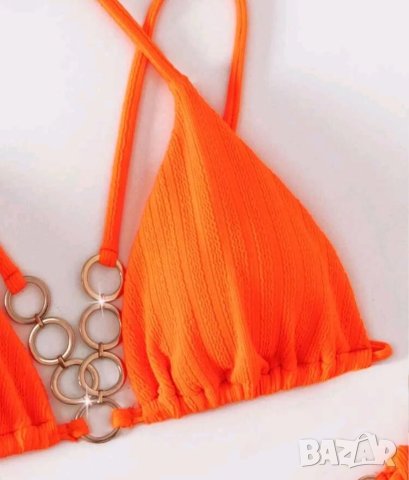Оранжев бански с халки , снимка 5 - Бански костюми - 40689398