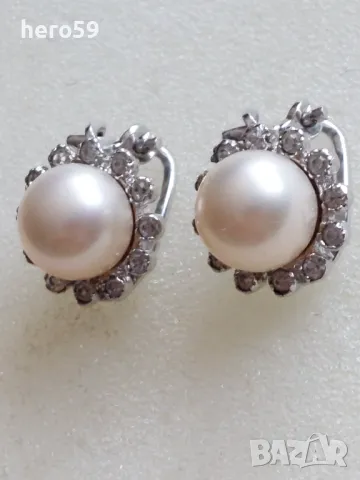 Дамски сребърни обеци с натурални перли-сребро 835, снимка 1