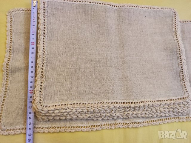 Ленени подложки за хранене с дантела на една кука. , снимка 6 - Покривки за маси - 35550324