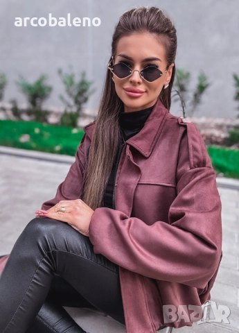 Дамско яке от рубинено-червен велур, снимка 6 - Якета - 52255282