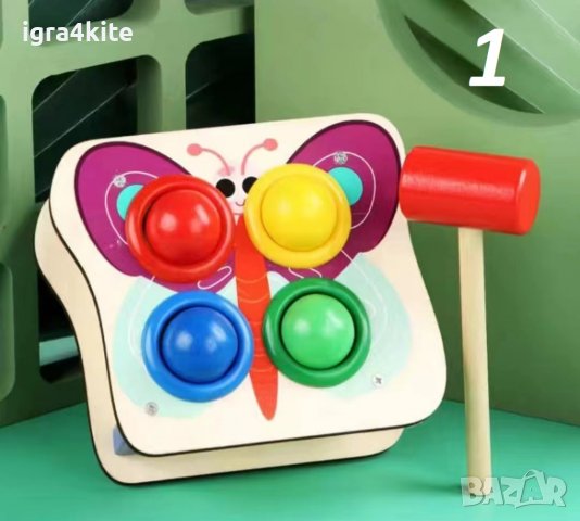 Ново - 6 модела дървени масички с топки и чук за урдяне / дървени играчки  , снимка 5 - Играчки за стая - 36875133