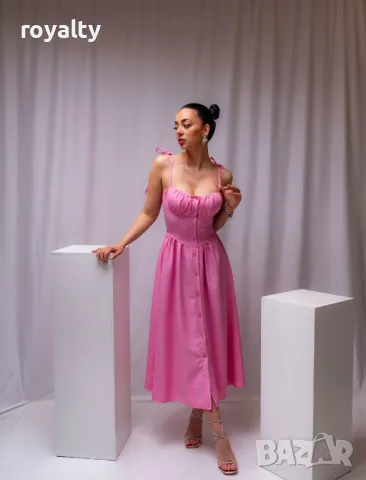 Елегантна розова дамска рокля , снимка 3 - Рокли - 50048994