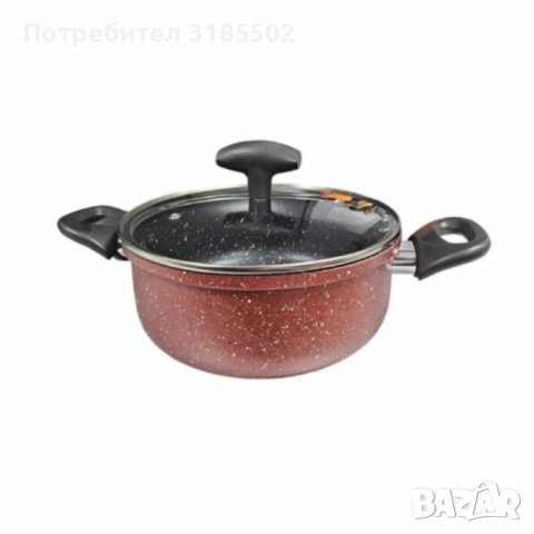 Тенджера Rosberg, 22 см, 4.3 л, Мраморно незалепващо покритие, Индукция, Бордо Меланж, снимка 2 - Прибори за хранене, готвене и сервиране - 51433864