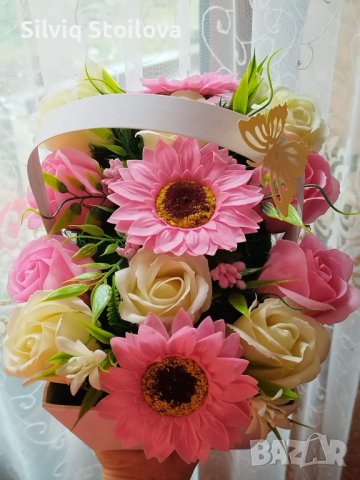 Кошница със сапунени цветя , снимка 7 - Подаръци за жени - 39594199