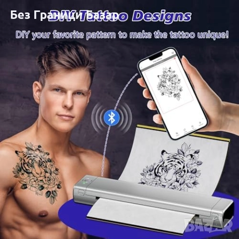 Нов Odaro Bluetooth Термален Принтер за Татуси Портативен и Без Мастило, снимка 2 - Друга електроника - 42739549