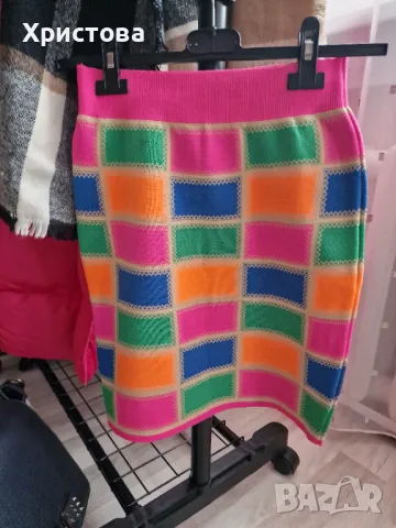 Нова с етикет! Неонова пола плетиво - 22,00лв., снимка 2 - Поли - 47475473